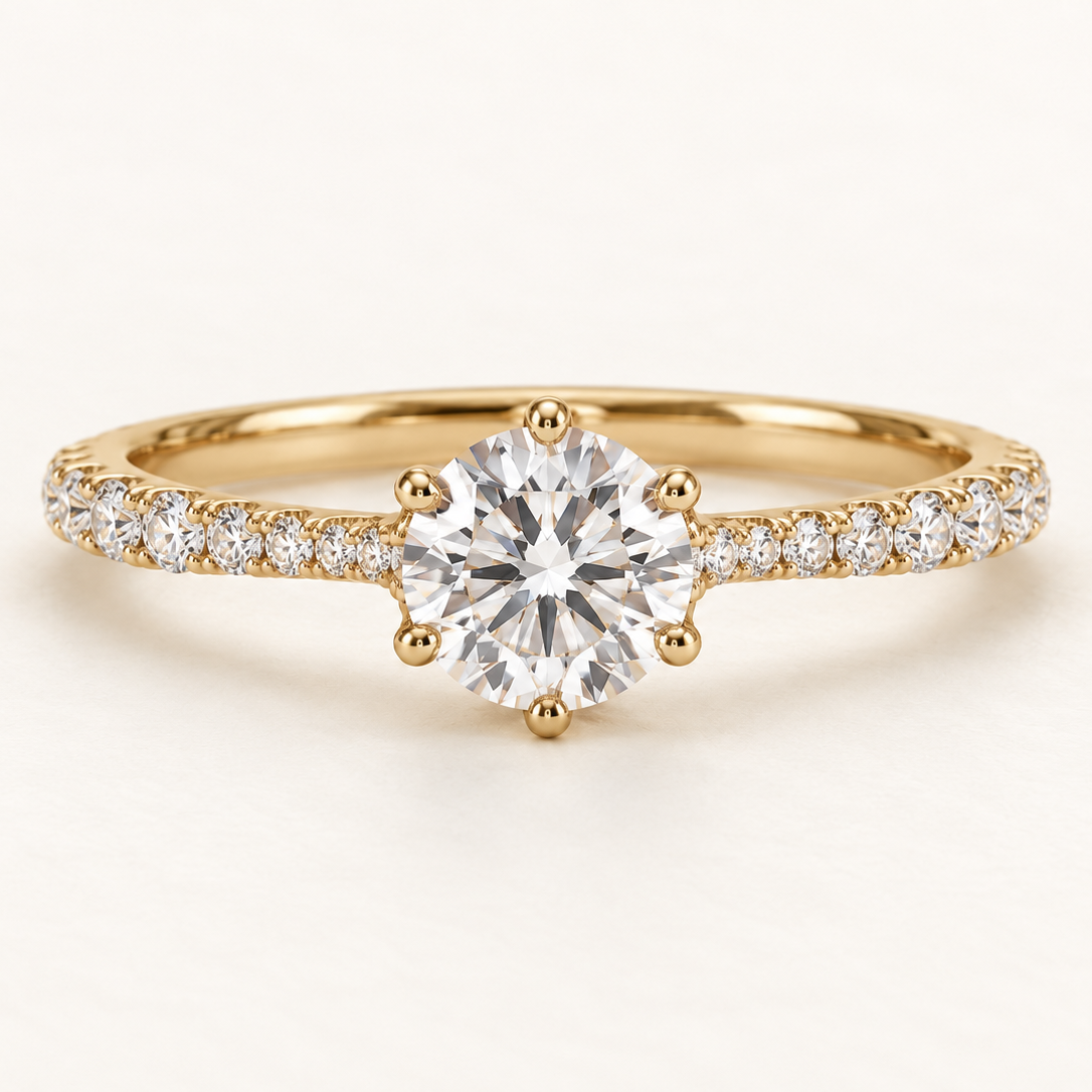 Solitaire Ring with Diamond Band