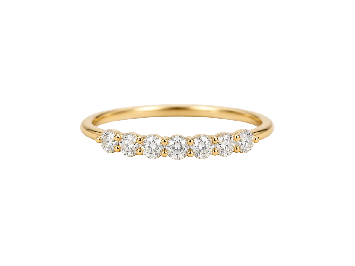Seven diamond lab-grown ring in 14K yellow gold