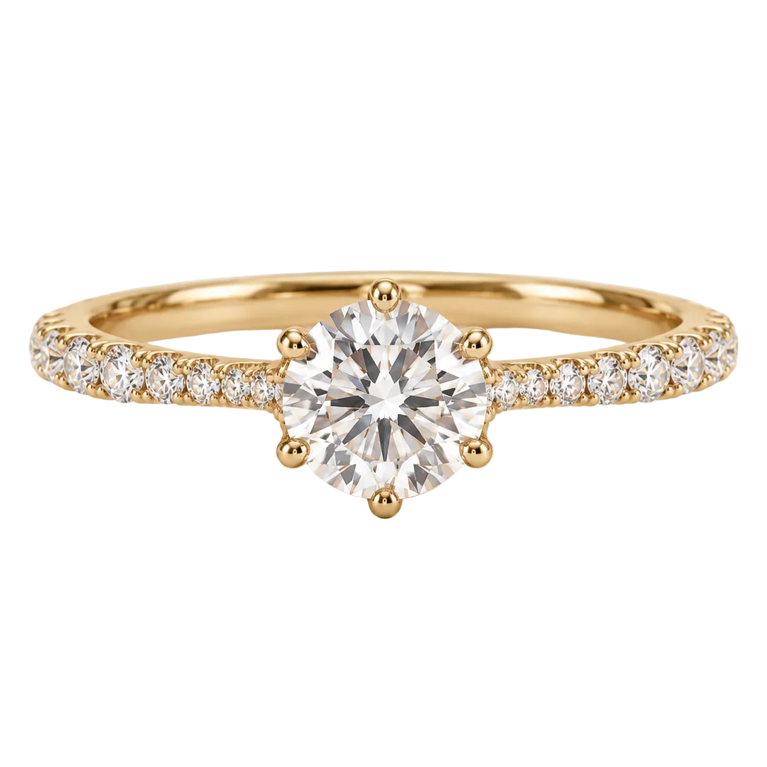 Solitaire Ring with Diamond Band